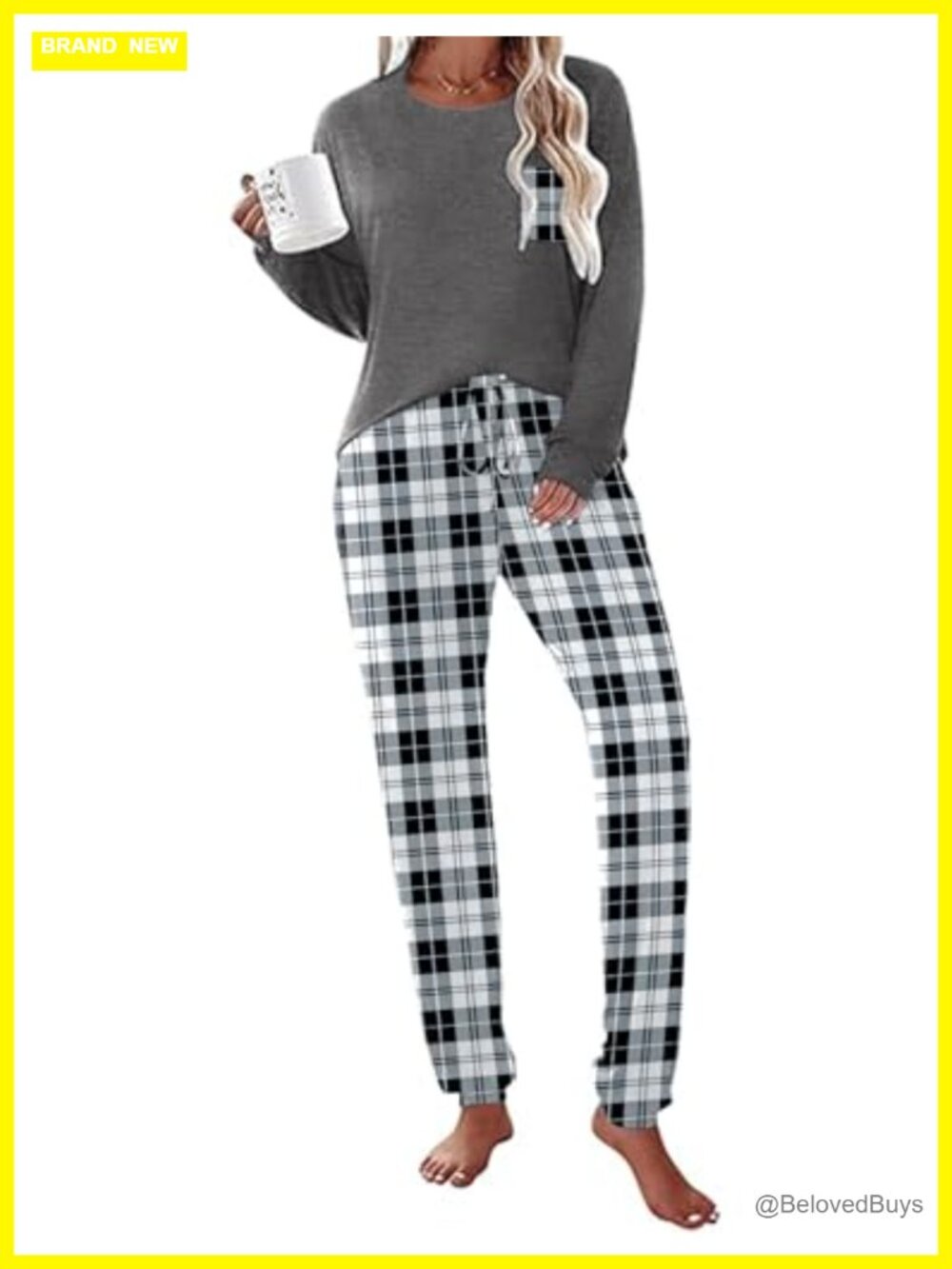 Ekouaer Women's Long Sleeve Pajama Set Jogger Lounge Set with Pockets